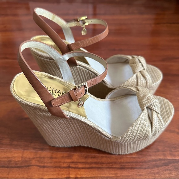 MICHAEL Michael Kors Shoes - Michael Kors Knot-Top Raffia Platform Wedges